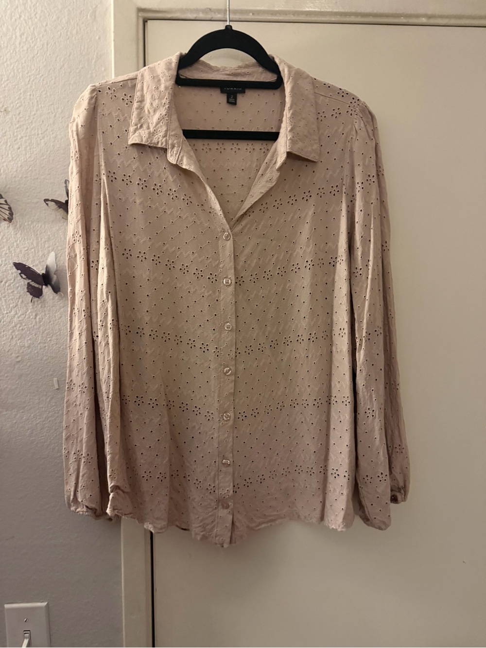 Torrid pale pink  Eyelet Button-Up